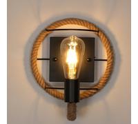 Comely Applique da Interno Vintage, Retrò Industriale Ferro Lampada da Parete a Forma di Corda di Canapa, E27 Illuminazioni a Muro per Bar, Loft, Ristoranti, Lunghezza 26cm (Senza Lampadina)
