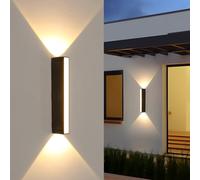 Comely Applique da Parete Esterno/Interno, Nero 19W Lampada da Parete LED IP65 Impermeabile in Alluminio, Up&Down Lampada a Muro Esterno per Giardino, Balcone, Garage, Terrazza, Courty