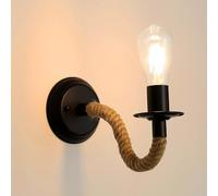 Comely - Applique da parete interna vintage, attacco E27. Lampada da parete in Corda di Canapa, regolabile 180°, adatto ad ogni ambiente come corridoio, attico o camera da letto.