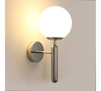 Comely Applique da Parete Interno, Cromo Lampada da Parete Moderno E27, Vintage Applique Sfera, 15CM Lampada a Muro Vetro per Soggiorno Studio Corridoio Camera da Letto