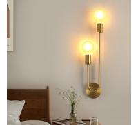 Comely Applique da Parete Interno E27, Oro 2 Luci 180° Regolabile Applique da Parete Industriale, Lampada a Muro Metallo per Interni Camera da Letto, Corridoio, Bagno, Soggiorno