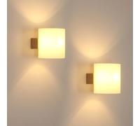 Comely Applique da Parete Interno, Lampada da Parete Vintage in Legno, 2 Pezzi Lampada a Muro Design per Camera da Letto Soggiorno Corridoio Scale, con Lampadina 4W E27