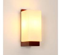 Comely Applique da Parete Interno, Lampada da Parete Vintage in Legno E27 | Paralume in Vetro, Lampada a Muro per Camera da Letto Soggiorno Cucina Corridoio Scala, Marrone, 25×12 CM