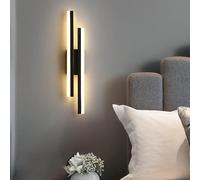 Comely Applique da Parete Interno LED, 16W Lampada da Parete LED Moderno Nero, 3 Temperatura Colori 3000k/4500k/6500k Lampada a Muro per Soggiorno Camera da Letto Ristorante Scale