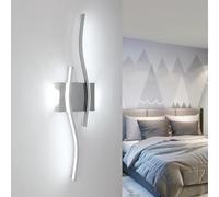 Comely Applique da Parete Interno LED, 20W 2250LM Lunga Linea Lampada da Parete LED Moderna, Cromo Lampada a Muro per Soggiorno, Camera da Letto, Corridoio, Bianco Freddo 6500K