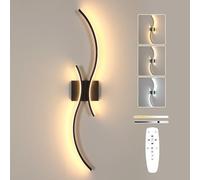 Comely Applique da Parete Interno LED, 32W Lampada da Parete Dimmerabile con Telecomando, 3000K-6500K, Moderno Nero Lampada a Muro in Alluminio per Soggiorno Camera da Letto Corridoio Scale