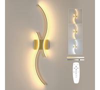 Comely Applique da Parete Interno LED, 32W Lampada da Parete Dimmerabile con Telecomando, Creative Linee Lampade a Muro per Camera da Letto Soggiorno Corridoio Scale, 80CM Oro