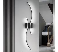 Comely Applique da Parete Interno LED, Lunga Linea Lampada da Parete LED Moderna 27 W 3075 LM, Nero Lampada a Muro in Alluminio per Soggiorno, Camera da Letto, Corridoio, Bianco Freddo 6500 K, 80 CM