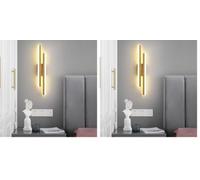 Comely Applique da Parete Interno Moderna, 3 Temperature Colore 16W Lampada da Parete, Oro Lampada a Muro per Camera da Letto Soggiorno Corridoio Ufficio Scala, 3000K/4500K/6500K (Confezione da 2)