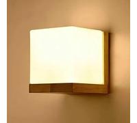 Comely Applique da Parete LED Interno Legno, Lampada da Parete Moderno, E27 Lampada a Muro con Paralume di Vetro per Camera da Letto, Soggiorno, Corridoio