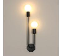 Comely Applique Interno E27 2 Luci Nero Regolabile Industriale