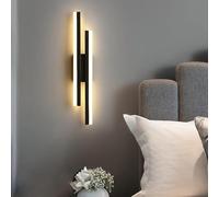 Comely Applique Interno LED, 16W Nero 3 Temperature 3000K/4500K/6500K | Lampada da Parete LED Moderno, Lampada a Muro per Soggiorno Camera da Letto Ristorante Scale
