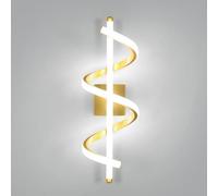 Comely Applique LED da Parete Interno, 26W Moderno Applique da Parete LED Luce Bianca Fredda 6500K, Creativa Spirale Lampada a Muro in Alluminio per Camera da Letto Soggiorno Corridoio, Oro