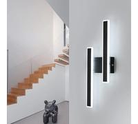 Comely Applique LED da Parete Interno, 32W 3600LM Lampada da Parete LED Moderno, Nero Lungo Lampada a Muro per Camera da letto Soggiorno Bagno Corridoio, Bianco Freddo 6500K