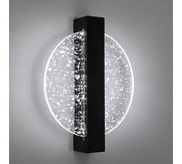 Comely Applique LED da Parete Interno, Nero 12W 1500LM Design Creativo Rotondato Lampada da Parete Moderno, Lampade da Muro per Camera da Letto Soggiorno Corridoio Scale, Bianco Freddo 6500K