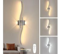 Comely Applique LED da Parete LED con Telecomando, 29W 3262LM 3000K-6500K | Cromo Linea Lampada da Parete LED, Lampada a Muro Moderna Dimmerabile per Soggiorno, Camera da Letto, Scala, Corridoi