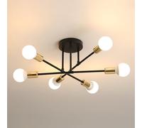 Comely Lampada a soffitto Design Lampada molecolare 6 fiamme E27 oro nero metallo retro stile lampada a soffitto per soggiorno Esszimmer Schlafzimmer soffitto illuminazione interna look industriale