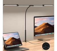 Comely Lampada da Lavoro 24W, 120cm Lampada da Scrivania con 5 Temperature Colore, 2750LM Lampade da Lavoro con 10 regolazioni di luminosità, 4-led Lampada da Tavolo, Luce Scrivania con Morsetto, Nera