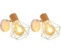 Comely Lampada da Parete Interna Industriale Metallo Gabbia Design, E27 Applique Camera da Letto, Regolabile 360° Plafoniera da Parete Interno per Corridoio Soggiorno Cucina (Confezione da 2)