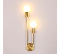 Comely Lampada da Parete Interno Oro, 2 Luci E27 Applique da Parete Interno Vintage, Lampada a Muro Retrò in Ferro per Camera da Letto Corridoio, Scale, Ingresso