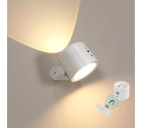 Comely Lampada da Parete LED, Bianco 1800mAh Applique da Parete LED Controllo Touch 3 Temperature Colore, Faretti da Parete Ruota di 360° Lampada Magnetica per Sale da Pranzo, Soggiorni