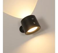 Comely Lampada da Parete LED, Nero 1800mAh Lampada da Parete Touch Telecomando 3 Colori, Faretti da Parete Ruota di 360° Lampada Magnetica per Corridoi, Camera, Armadietto, Scale, Cucina, Ingresso