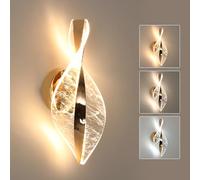 Comely Lampada da Parete Moderna, Oro 3 Temperature Applique LED 3000K/4500K/6500K in Acrilico, 12W 2000LM Lampada a Muro LED per Corridoio, Camera da Letto, Soggiorno