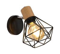 Comely Lampada da Parete Vintage, E27 Applique da Parete in Metallo e Legno, Regolabile Lampada a Muro Retrò per Soggiorno, Cucina, Sala da Pranzo e Camera da Letto