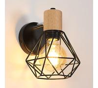 Comely Lampada da Parete Vintage, E27 Applique da Parete in Metallo e Legno, Regolabile Lampada a Muro Retrò per Soggiorno, Cucina, Sala da Pranzo e Camera da Letto