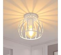 Comely Lampada da Soffitto Industriale, Plafoniera Vintage Disegn Geometrico Gabbia in Metallo, E27 Lampadario Soffitto per Camera da Letto Corridoio Soggiorno Cucina (Bianco)