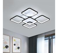 Comely Lampada da Soffitto LED, 64W 5760LM Plafoniera LED Moderna, 5 Teste Lampadario LED Nero in Acrilico per Camera da Letto, Soggiorno, Sala da Pranzo e Cucina, Bianco Freddo 6500K
