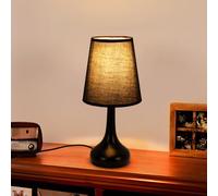 Comely Lampada da tavolo accogliente retro tessuto ombra nero - Vintage lampada da tavolo notturno E27 presa, cavo 1,5 m con interruttore, lampada decorativa per camera da letto soggiorno ufficio