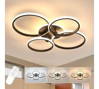Comely Lampadario Camera da Letto, 39W 4400LM Plafoniera LED Soffitto Dimmerabile 3000K-6500K, Moderna Lampada da Soffitto con Telecomando per Soggiorno Sala da Pranzo, Nero