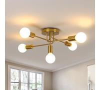 Comely Lampadario Industriale, 5 Luci E27 Plafoniera Sputnik Vintage | Lampada da Soffitto Oro per Soggiorno Camera da Letto Loft Cucina