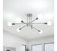 Comely Lampadario Soffitto Industrial, 6 Luci Forma DIY Plafoniera Vintage E27, Moderno Lampada da Soffitto in Ferro per Camera da letto Soggiorno Cucina Corridoio (Cromo)