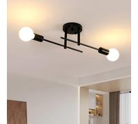 Comely Lampadario Soffitto Vintage, E27 Plafoniera Sputnik Industriale 2 Luci, Lampada da Soffitto in Ferro Nero per Camera da letto, Soggiorno, Cucina, Corridoio