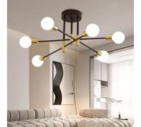Comely Lampadario Sputnik 6 Luci E27 Plafoniera Soffitto 6 Luci, Oro+nero