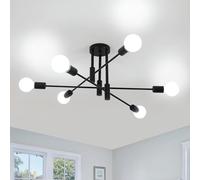 Comely Lampadario Sputnik Nero, 6 Luci Plafoniera Soffitto E27, Lampada da Soffitto in Ferro Vintage per Camera da Letto Sala da Pranzo Cucina, Angolo Regolabile