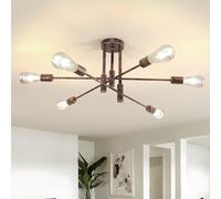 Comely Lampadario Sputnik Vintage, 6 Luci Plafoniera E27 Regolabile di 180°, Industriale Lampada da Soffitto Metallo per Soggiorno Camera da Letto Cucina, Dia 72 CM, Bronzo