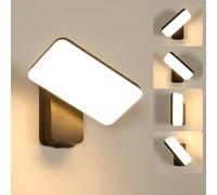 Comely LED Applique da Esterno Giardino, 16W IP65 Impermeabile 350 Girevole Moderna Lampada da Parete Esterni per Giardini, Luce Calda 3000K, Nero, Controllo Interruttore