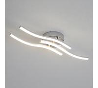 Comely Moderna lampada da soffitto in argento elegante 3 forma d'onda lampada da soffitto bianco freddo 6500 K, lampada a LED da soffitto per soggiorno, camera da letto, cucina e sala da pranzo