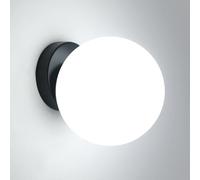 Comely Nero Lampada da Parete Interno, Moderna Applique 15cm, Lampada a Muro Creative Palla di vetro E27, Applique a parete per Scale, Camere da Letto e Corridoi (Lampadina non Inclusa)