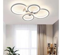 Comely Plafoniera LED, 42W Lampadario LED Dimmerabile a Cerchio, 4 Anelli Lampada da Soffitto in Acrilico per Soggiorno, Camera da Letto, Cucina, Ufficio, Bianco