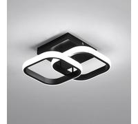 Comely Plafoniera LED da soffitto a doppio quadrato moderna, con rifiniture nere, 22W. Lampada LED per diversi ambienti come camera da letto e soggiorno. Luce bianca fredda 6500K, 24cm