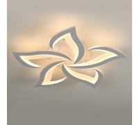 Comely - Plafoniera LED da soffitto moderna 60W, 6750LM. Design creativo a fiore in acrilico, adatta a camera da letto, soggiorno o bagno. Luce bianca calda 3000K. Colore esterno: bianco, 60cm