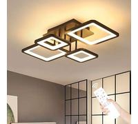 Comely Plafoniera LED Soffitto Dimmerabile, 54W 6075LM Lampadario LED Soffitto con Telecomando 3000K-6500K, Plafoniera quadrato in Acrilico per Soggiorno Camera Da Letto Cucina, Nero