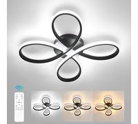 Comely Plafoniera LED Soffitto Dimmerabile Moderno, 40W 4500LM 40cm 3000K-6500K, Lampada da Soffitto Moderna Forma Fiore con Telecomando per Camera da Letto, Soggiorno, Nero