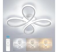 Comely Plafoniera LED Soffitto Dimmerabile Moderno, 40W 4500LM 40cm 3000K-6500K, Lampada da Soffitto Moderna Forma Fiore con Telecomando per Camera da Letto, Soggiorno, Bianco