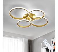 Comely Plafoniera Led Soffitto Moderna, 36 W Lampadario LED Soffitto Dimmerabile con Telecomando/APP, Oro Rotondo Lampadario per Soggiorno, Camera da Letto, Sala da Pranzo, 69x58x9 CM