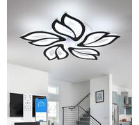 Comely Plafoniera LED Soffitto Moderna, 45 W Lampadario LED Soffitto Dimmerabile con Telecomando, Creativa Forma di Fiore Lampada da Soffitto per Soggiorno Camera da Letto Cucina, Nero, Dia 60 CM